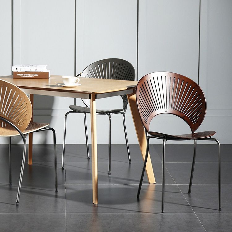 Metal Contemporary Style Kitchen Chair Open Back Side Dining Chairs Set