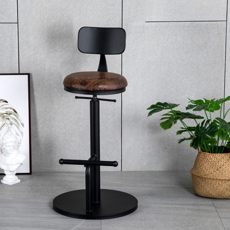 Metal Adjustable Height Bar Stool Industrial Armless Bar Stool with Footrest