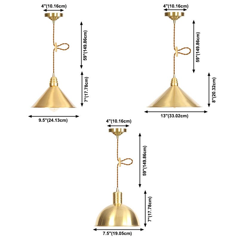 Zeitgenössischer Stil Metal -Runde Anhänger Beleuchtung Leuchten 1 leichte Deckenlichter in Gold