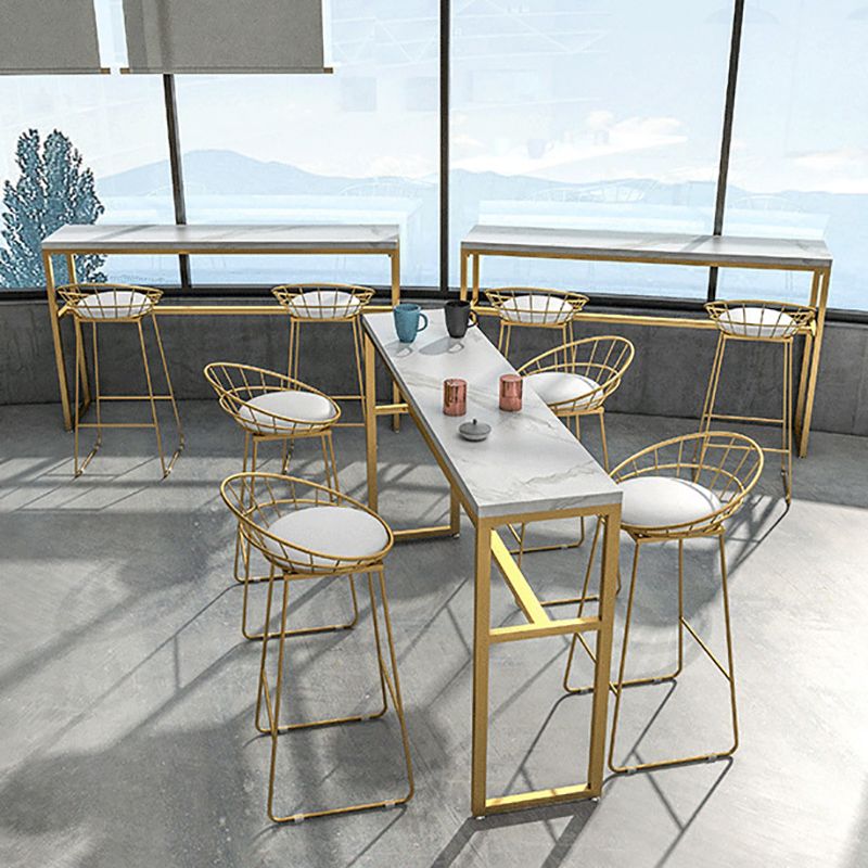 Faux Marble Bar Table Set Glam Style 1/3/5 Pieces Rectangle Counter Table