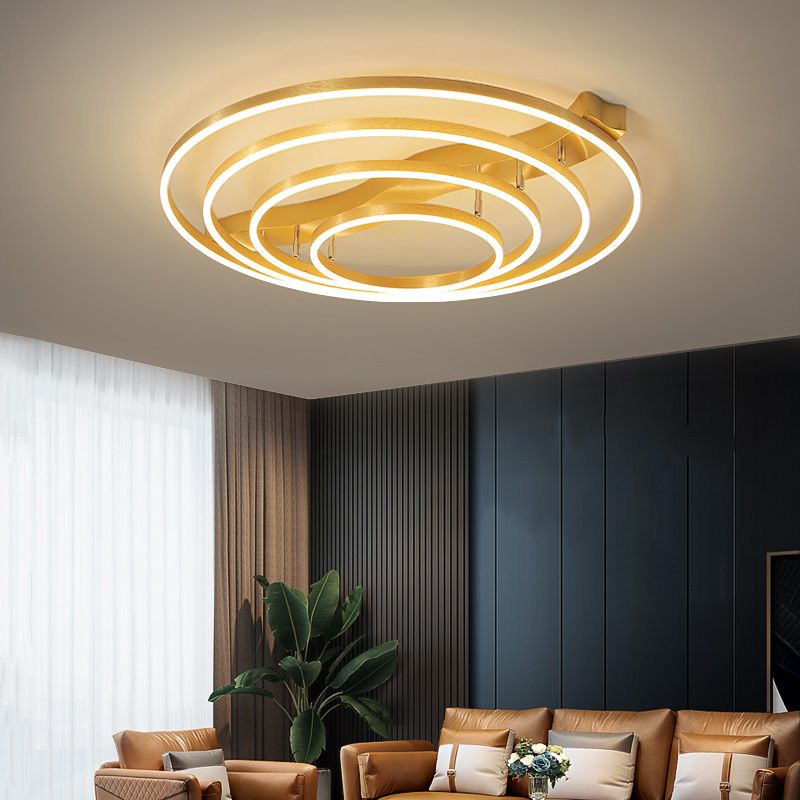 Brass multi-ring flushmount licht eenvoud led metalen plafond spoellicht voor woonkamer