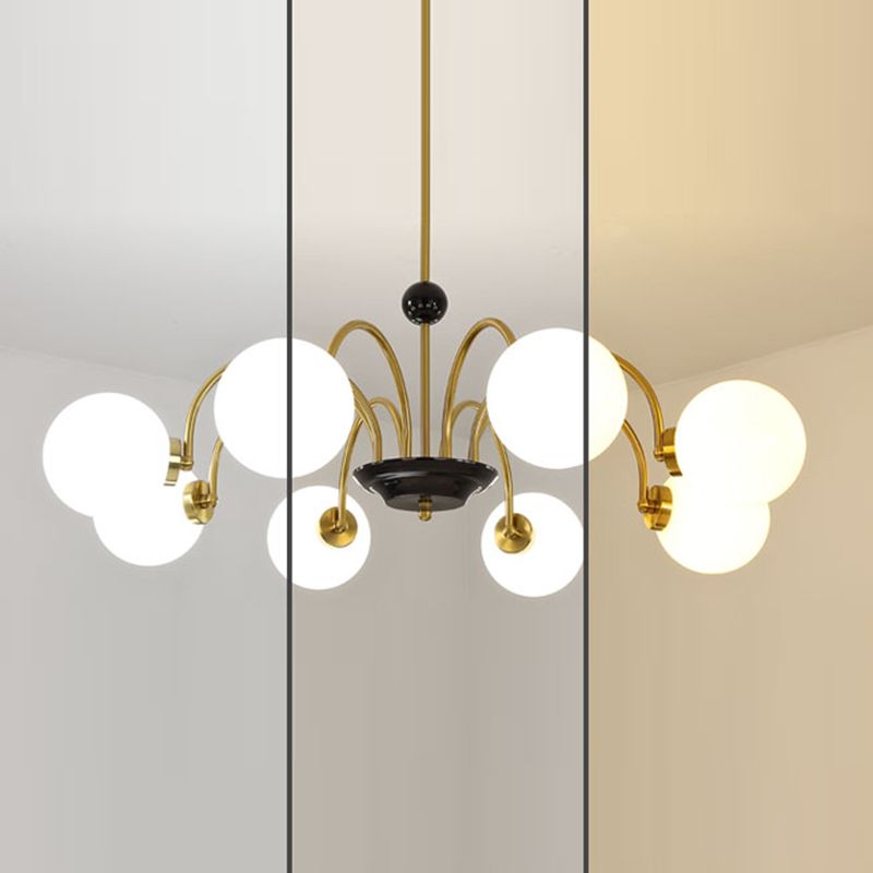 Round Glass Hanging Light Fixture Nordic-Style Chandelier Light Fixture for Dinning Room