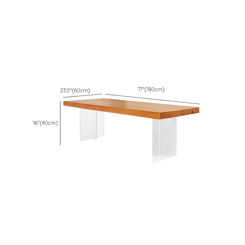 Scandinavian Natural Rectangle Coffee Table with Acrylic Base and Solid Wood Top
