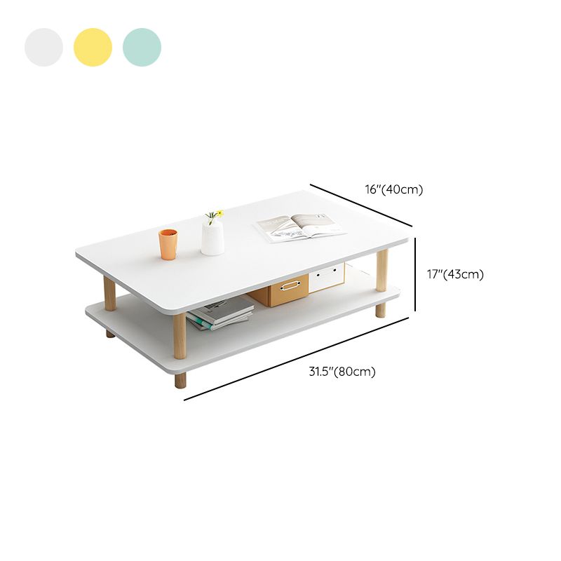Contemporary 16.92" H Rectangle Wooden Coffee Table with Shelf