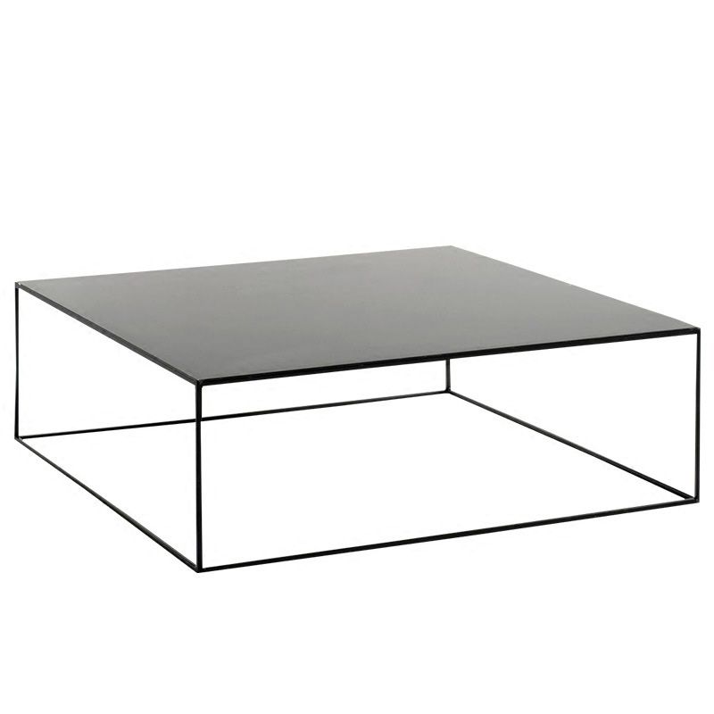Mid-Century Modern Iron Square Coffee Table with Frame Base Coffee Table