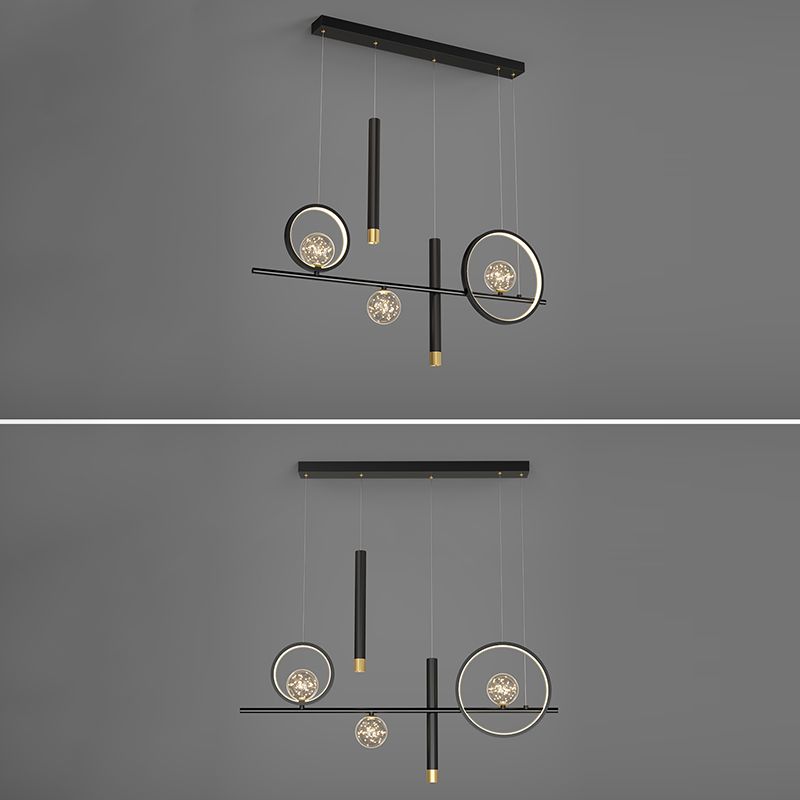 Idee per illuminazione dell'isola a led in metallo moderno lampada lampadario lineare per sala da pranzo