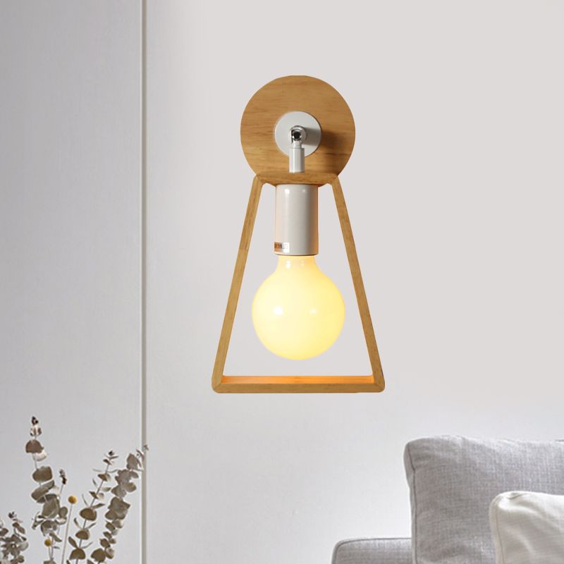 Bulbe exposé lampe murale rotatif en bois simple 1 tête de chevet idées d'icrécations avec cadre trapézoïdal