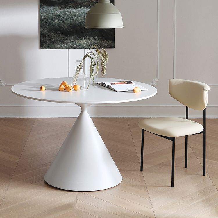 Contemporary Style Dining Table Stone Round Table with Pedestal Base