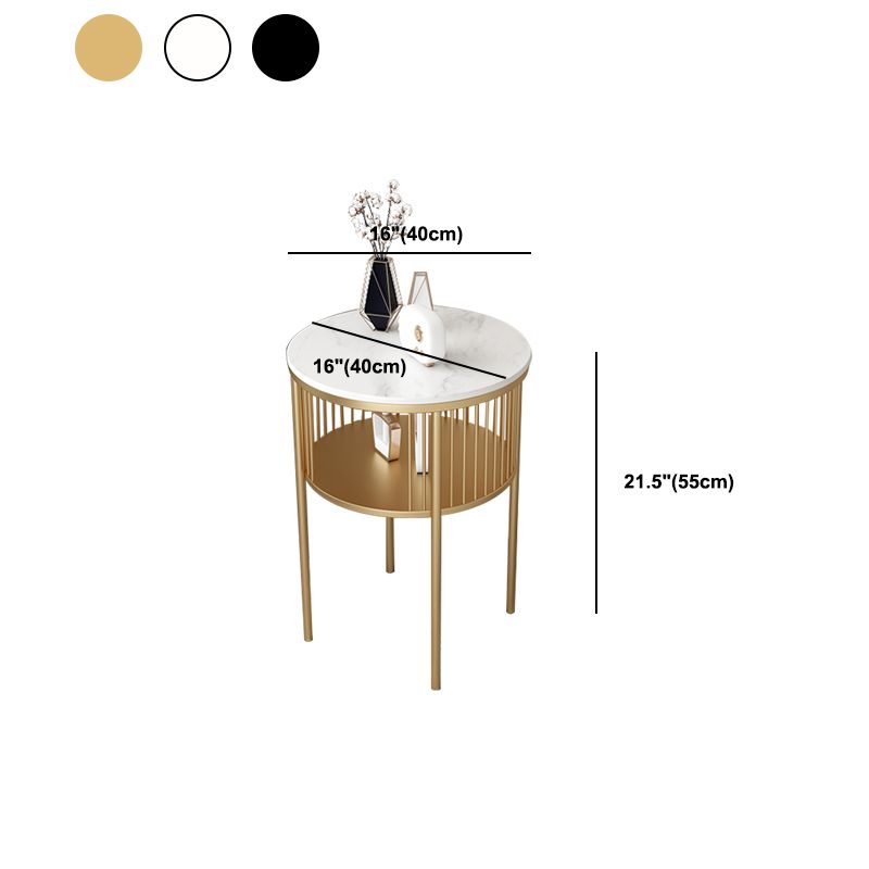 Contemporary Metal 4 Legs End Table Round Double Tier End Table