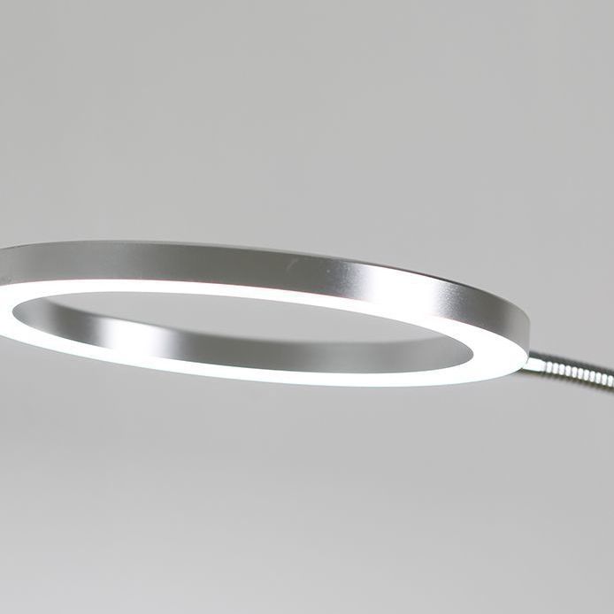 Aluminum O-shaped LED Floor Light Simple Silver Gooseneck Standing Light