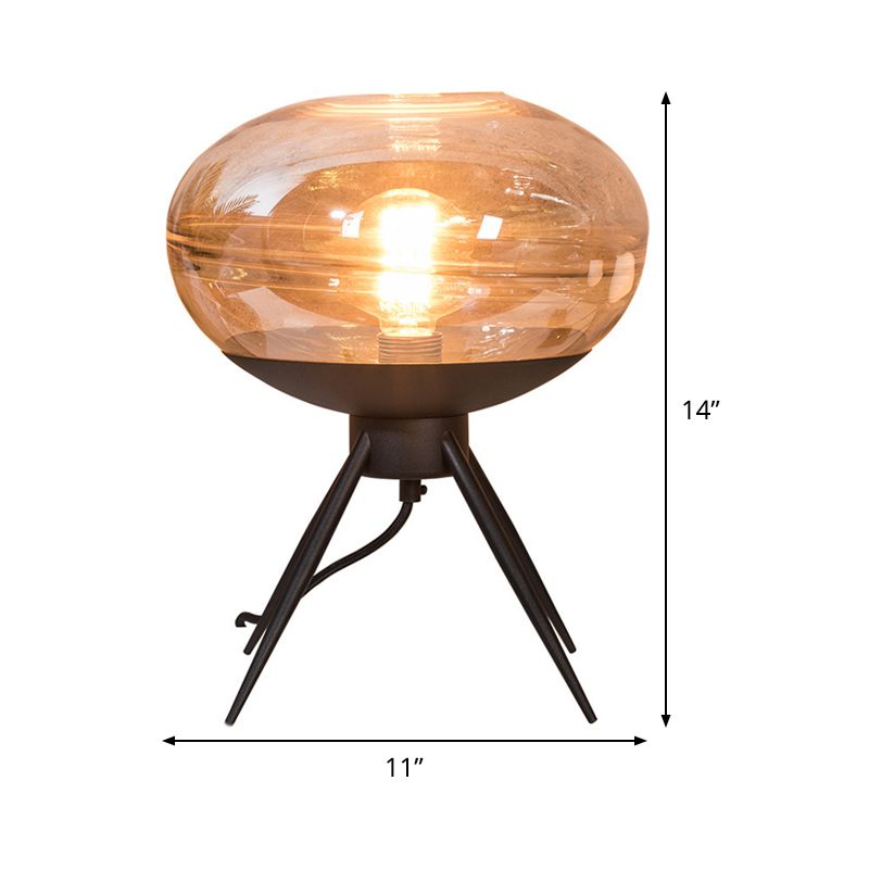 Ovaal metalen nachtkastje licht modern cognacglas 1-kops woonkamer nachtkastje lamp