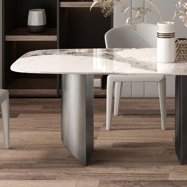 Modern Stone Dining Table Rectangle Table for Dining Room Kitchen