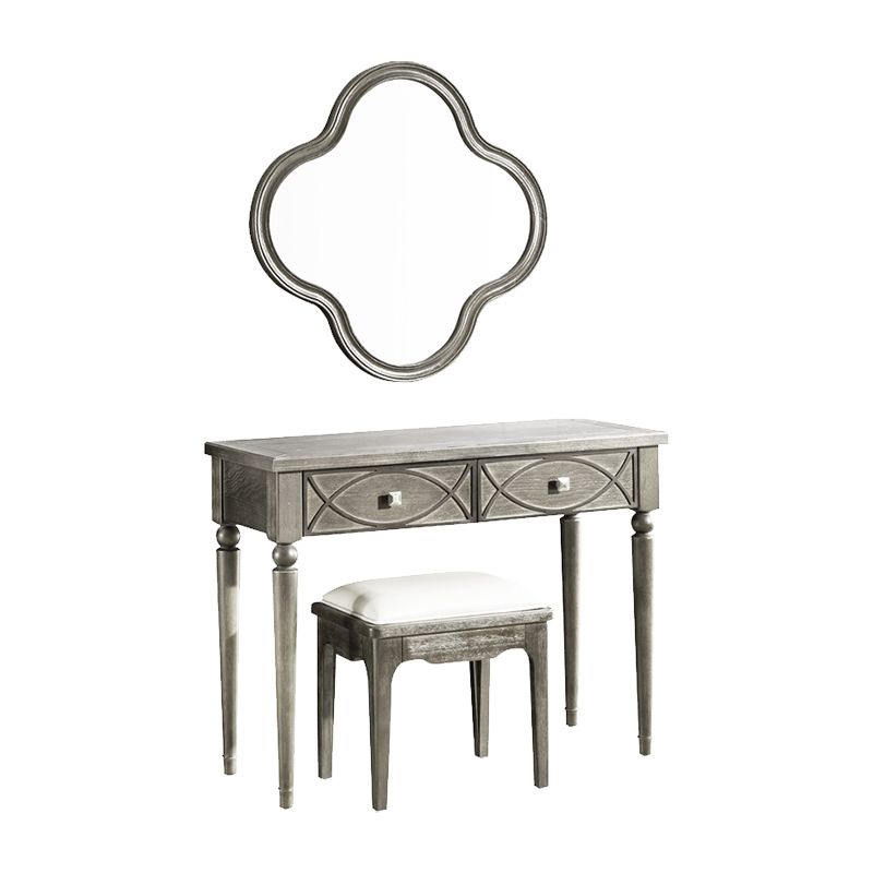 Oak Vanity Set with Stool Gray Vanity with Drawer and Mirror