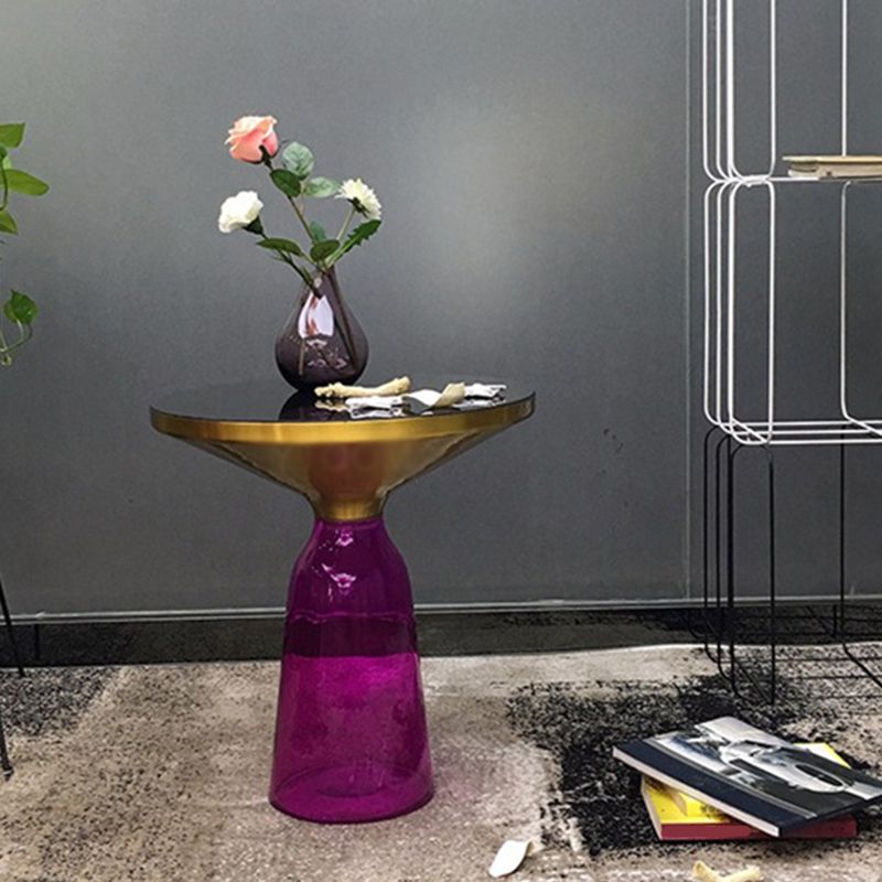 Pedestal 1 Single Coffee Table Metal and Glass Statement Cocktail Table