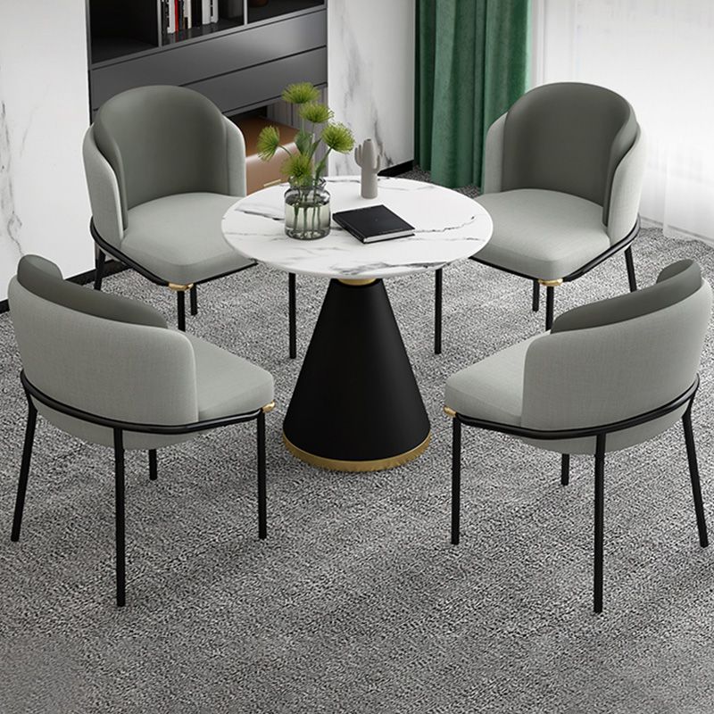 Industrial Style Home Side Chair Upholstered Dining Chair with Metal Leg