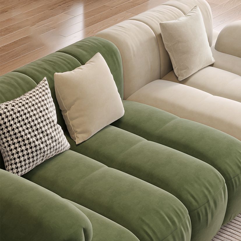 Scandinavian Seating Faux Leather Green Tufted Recessed Arm Living Room