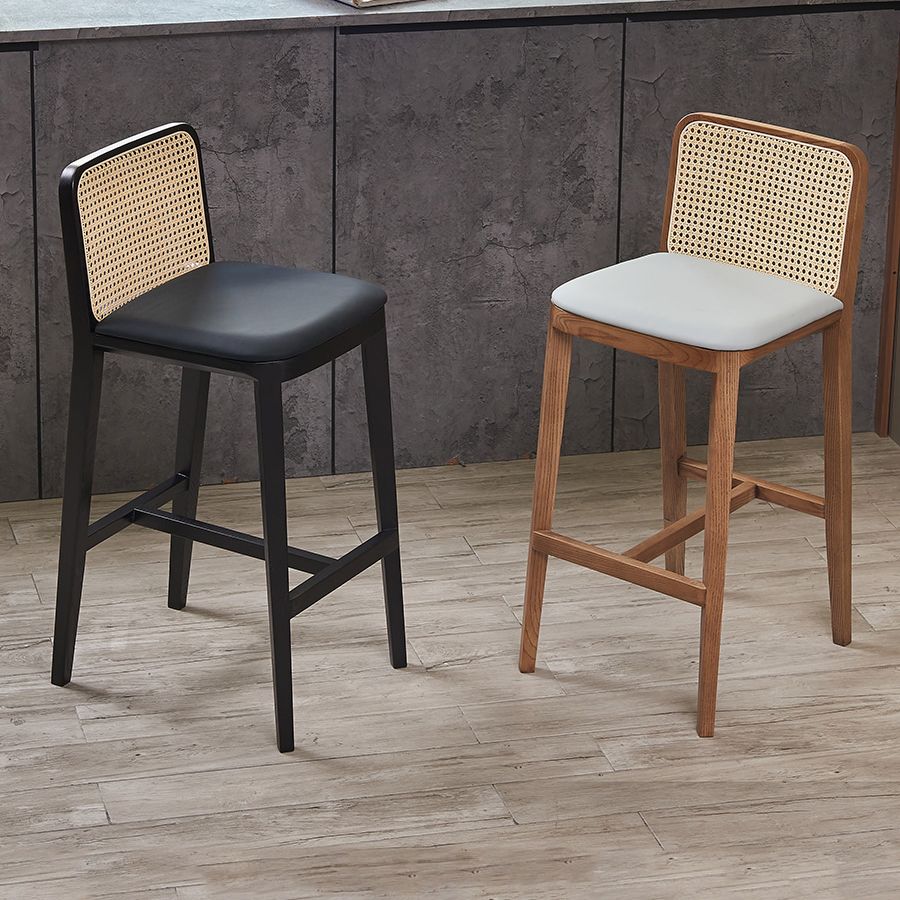Contemporary Style Low Back Solid Wood Armless Bar Stool for Home
