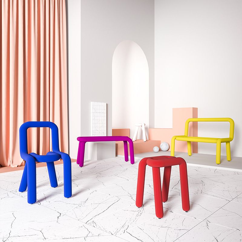 Chaise de salle à manger à dossier ouvert en flanelle de chaise latérale de restaurant de style moderne coloré