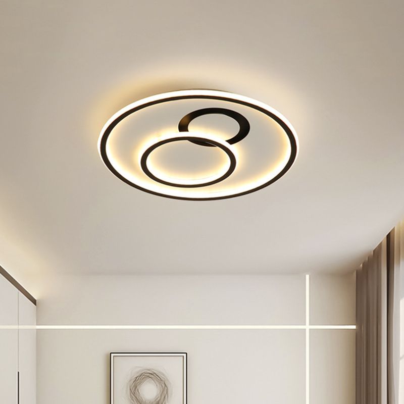 Extra Thin Circle Bedroom Ceiling Flush Acrylic Minimalist 16"/19.5" Dia LED Flush Mount Light Fixture in Black