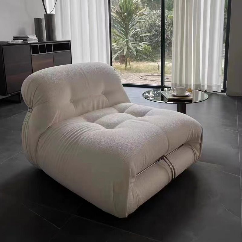 Casual Armless Cushions Seating Standard Sofa in white for Bonus Room