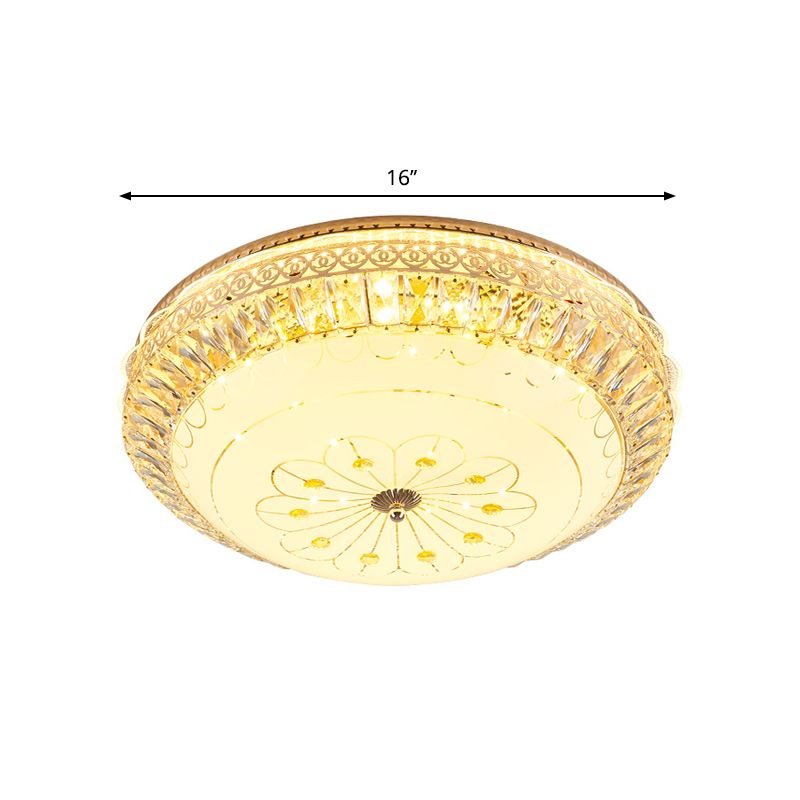 Gold Round Ceiling Mounted Light Modernism LED Crystal Flushmount Lighting for Bedroom