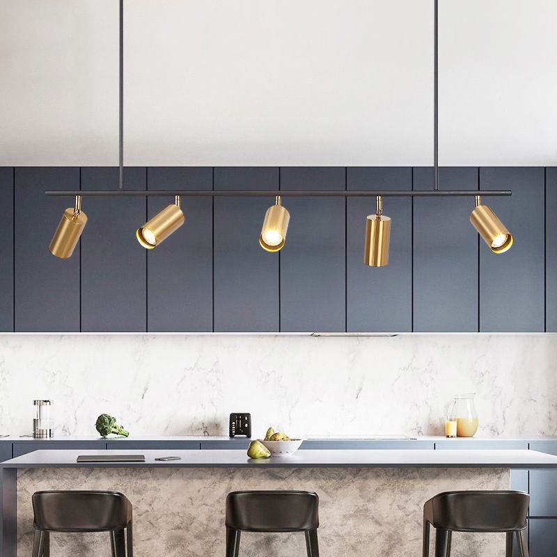 Half Cylinder Shape Modern Style Island Pendant Metal Island Light Fixtures