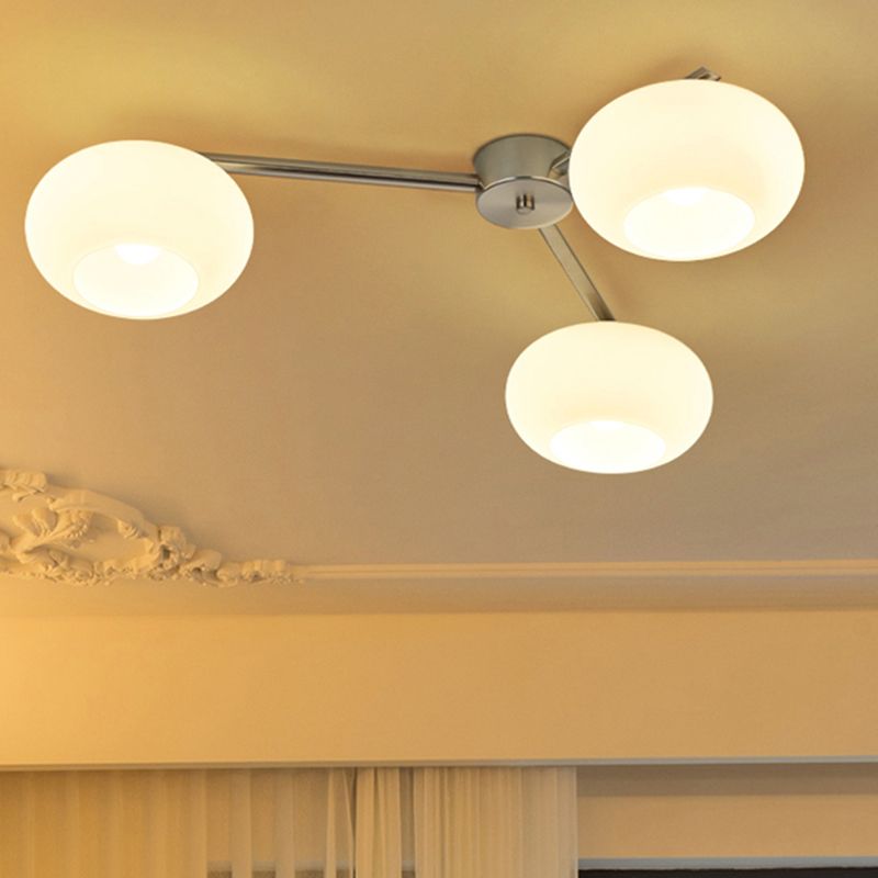 Multi Lights Ceiling Mount Light Modern Style with Glass Shade for Living Room