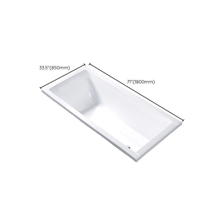 Modern Rectangular Drop-in Bath Tub White Acrylic Tub with Internal Drain