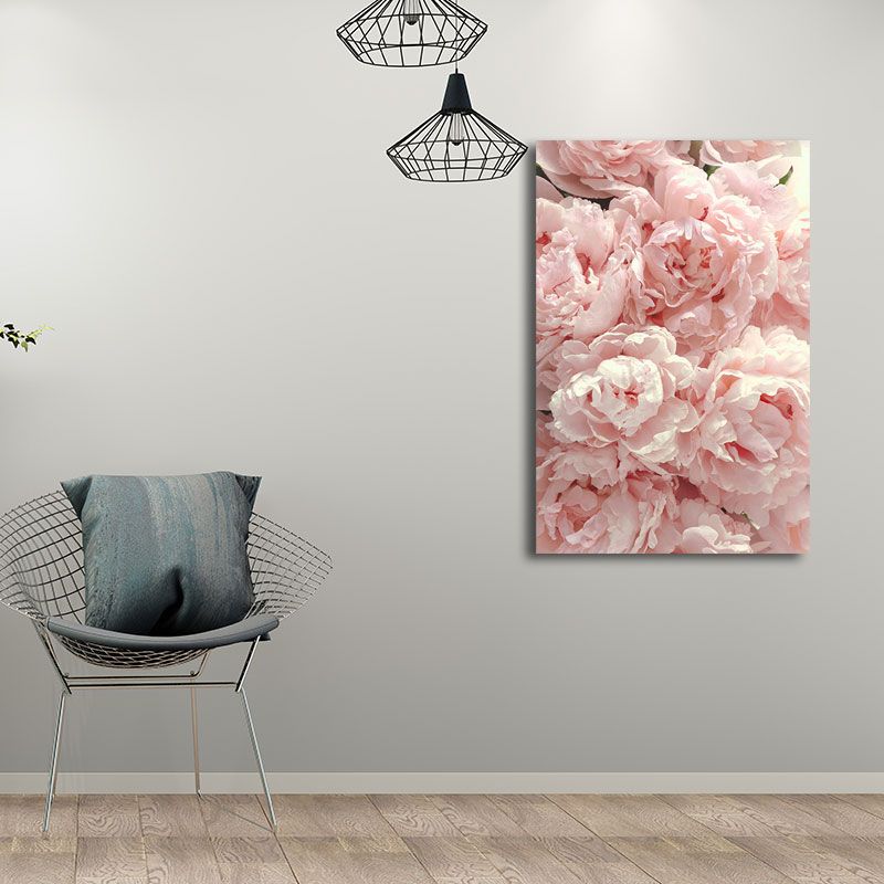 Toile murale à fleurs texturée, décoration murale nordique pour chambre de filles, couleur douce
