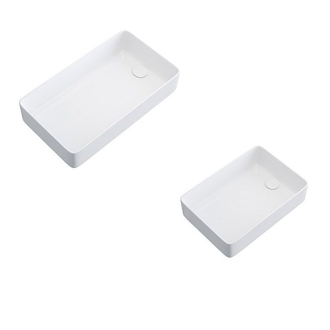 Modern Bathroom Sink White Ceramic Rectangular Bathroom Vessel Sink