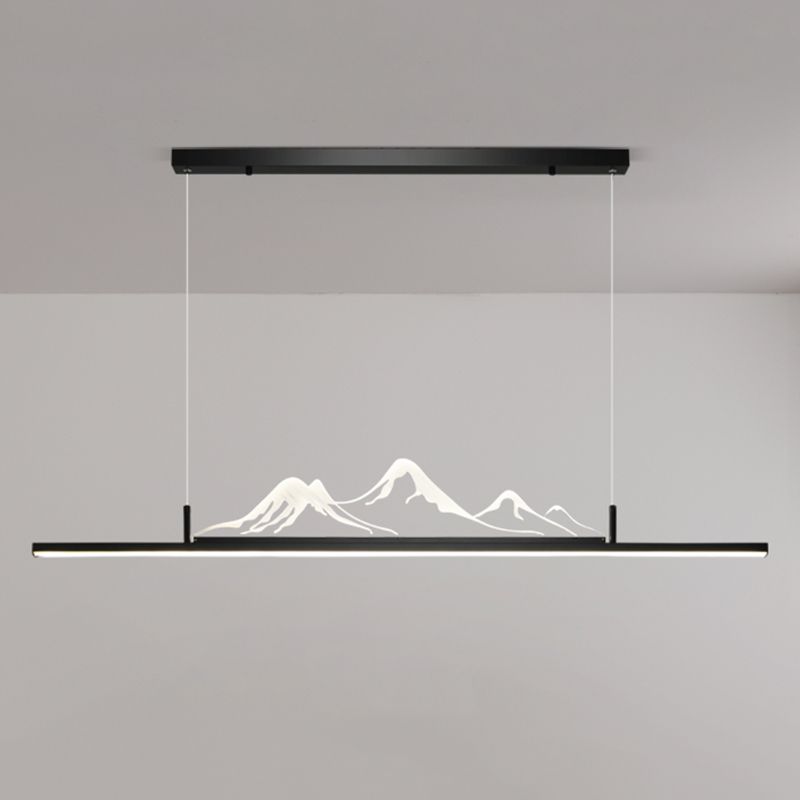 Chinese Modern Aluminum Chandelier Lamp Linear LED Island Pendant for Tea Room