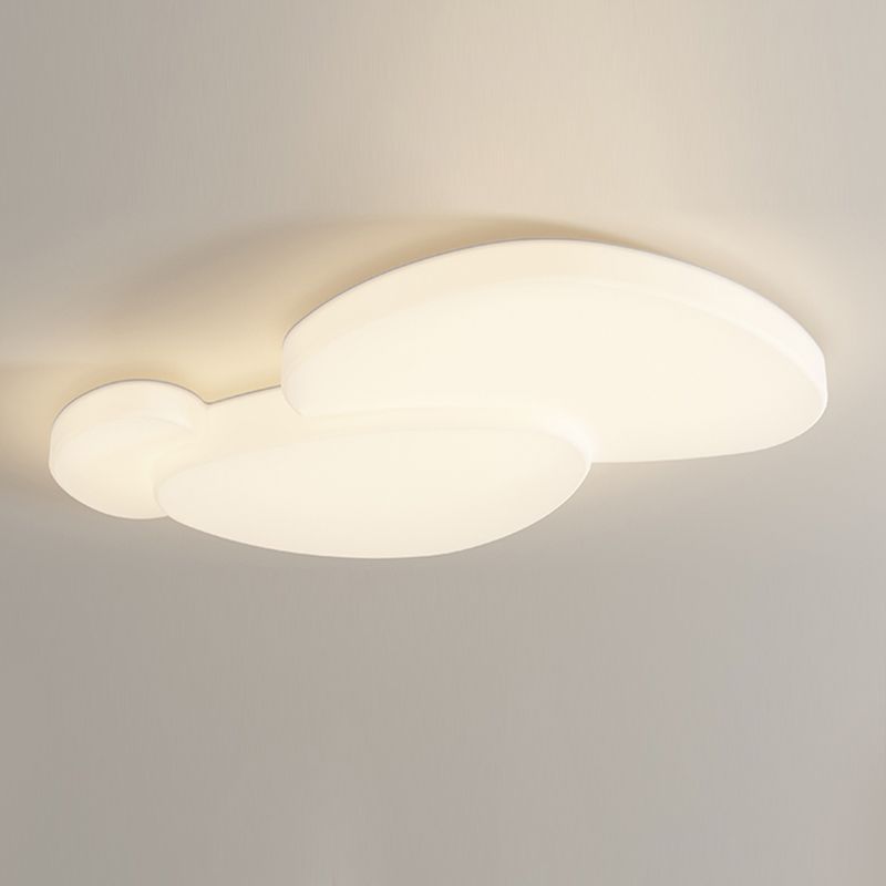 Modern Metal Flush Mount Geometric Shape Ceiling Light with Plastic Shade for Living Room