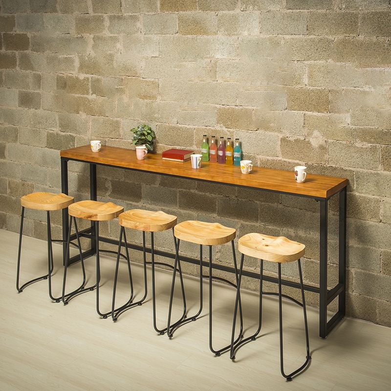 Industrial Solid Wood Bar Table Rectangle Dining Table for Kitchen Living Room