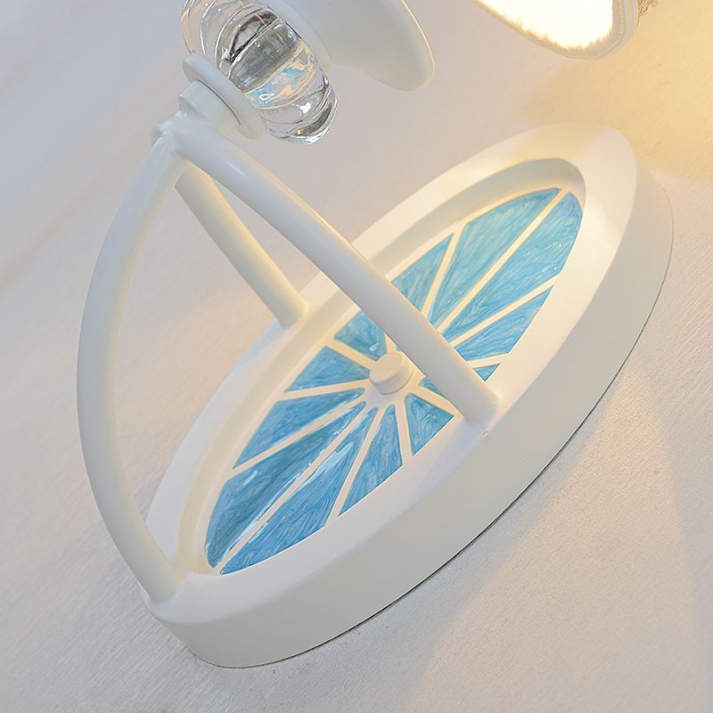 Modern Fold Tapered Shade Wall Light with Wheel Metal 1 Light Wall Lamp in White