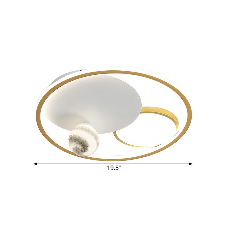 Gold Circular Ceiling Flush Simplicity LED Metallic Flush Mount Light Fixture for Bedroom