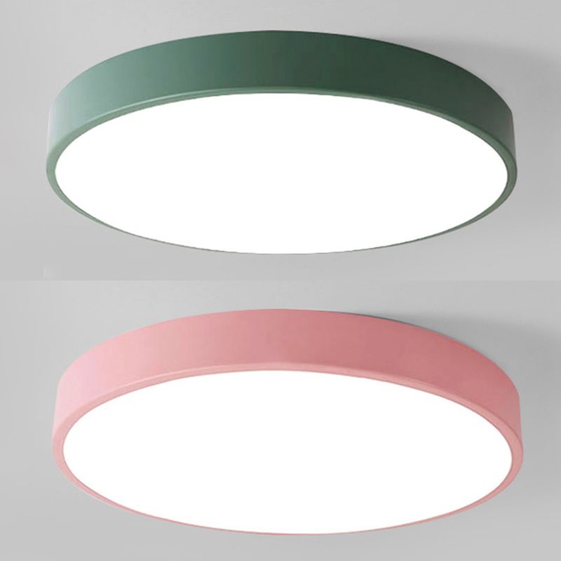 Sala de estar infantil color macarron ronda incrustada lámpara de techo LED de metal