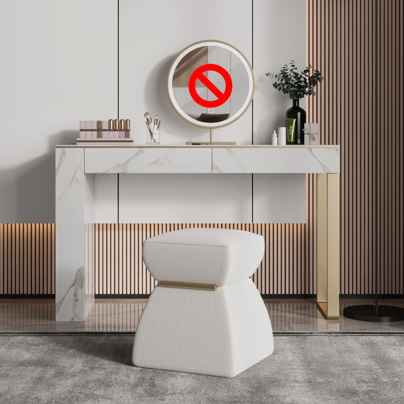 Two Piece Luxurious Vanity Set Stainless Steel and Stone Dresser