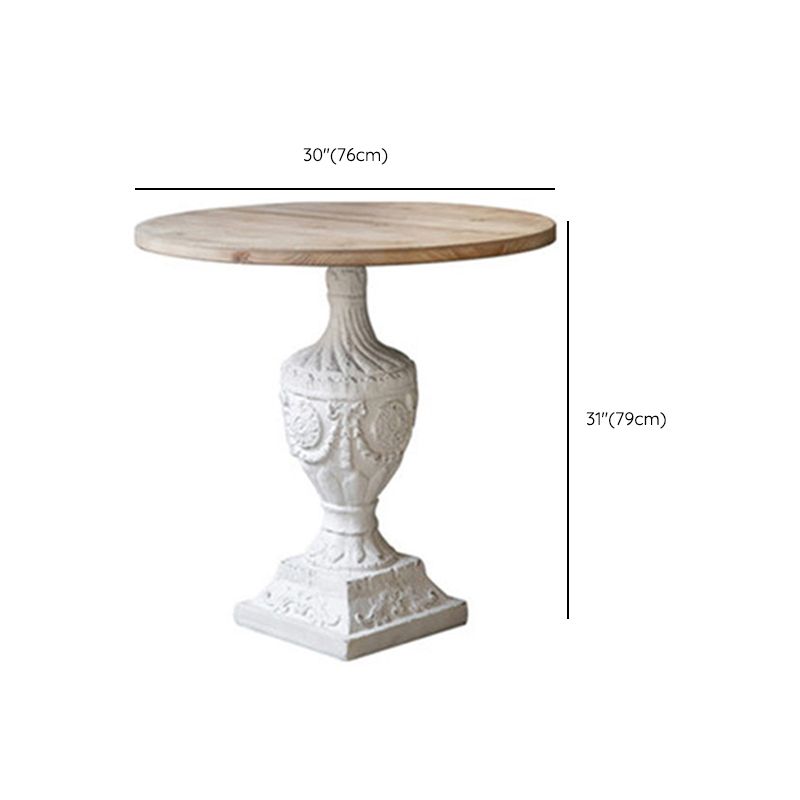 French Country Wood Round Top Side Table Distressed Iron Base End Table