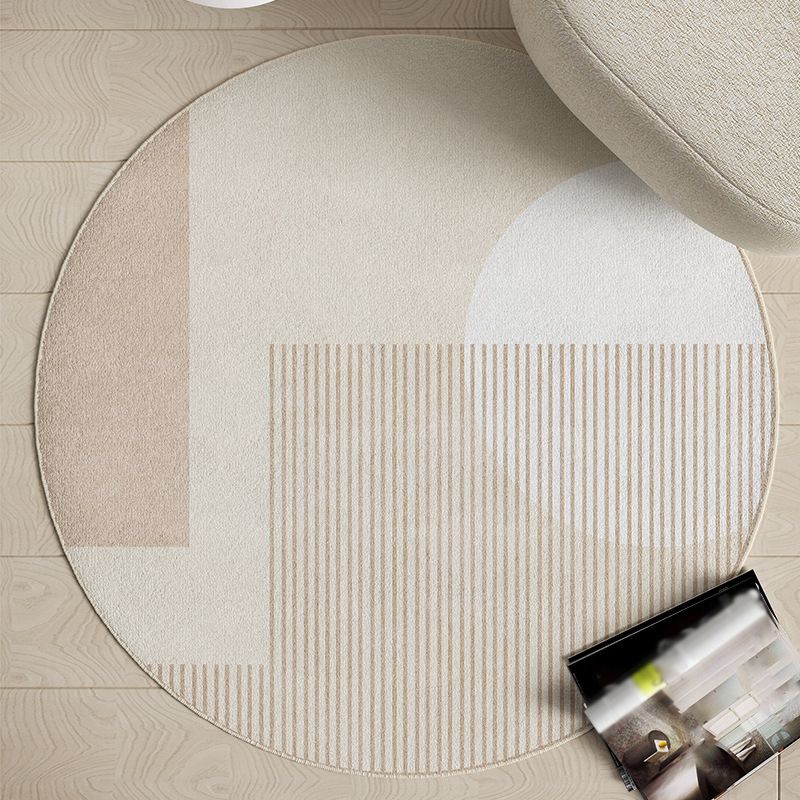 Modern Living Room Rug Round Polyester Rug Anti-Slip Backing Rug for Living Room