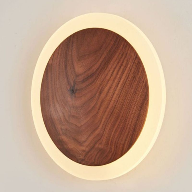 Geometric Shape Wood Wall Light Fixture Modern Style Wall Lamp for Living Room