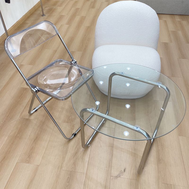 Modern Glass Sled Cocktail Table Round 1 Single Coffee Table