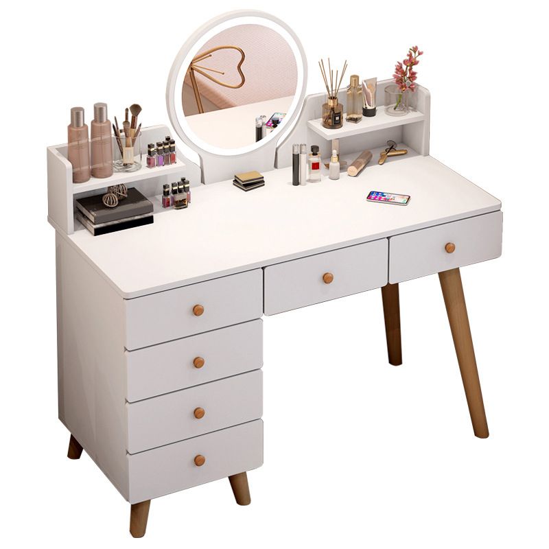 Artificial Wood Countertop White/grey 4 Legs Dresser with 6 Drawers