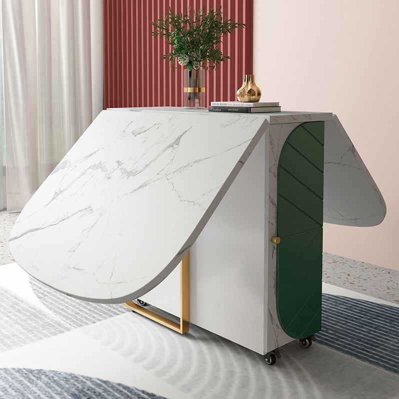 59'' Wide Sintered Stone Top Dining Table Modern Foldable Oval Table with Trestle Base