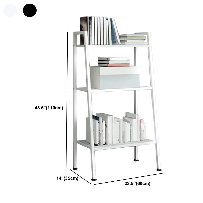 Ladder Metal Bookshelf Modern Bookcase with Rectangular Shelves