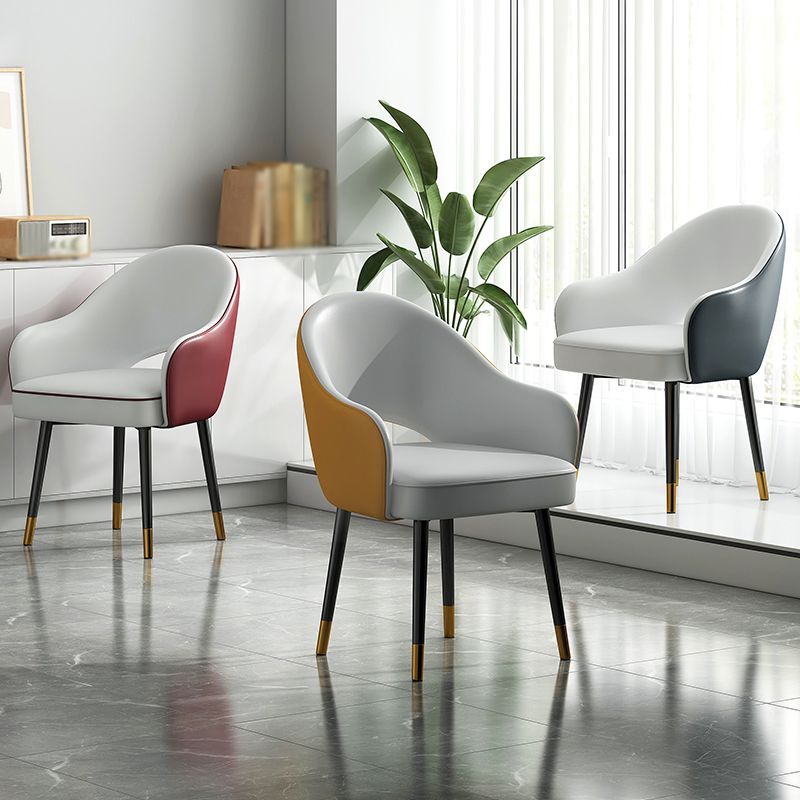 Juego de sillas de metal estilo Glam europeo, silla de cocina y comedor con brazo trasero abierto