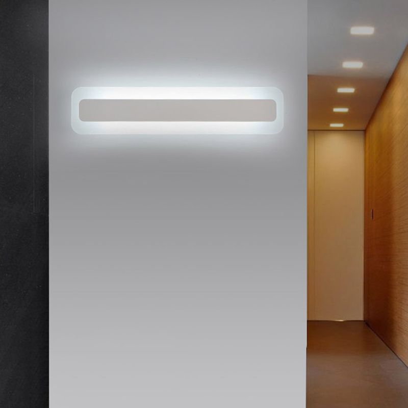 1-Light Linear Shade Wall Sconce Modern Simple Style Mirror Wall Lighting in Silver