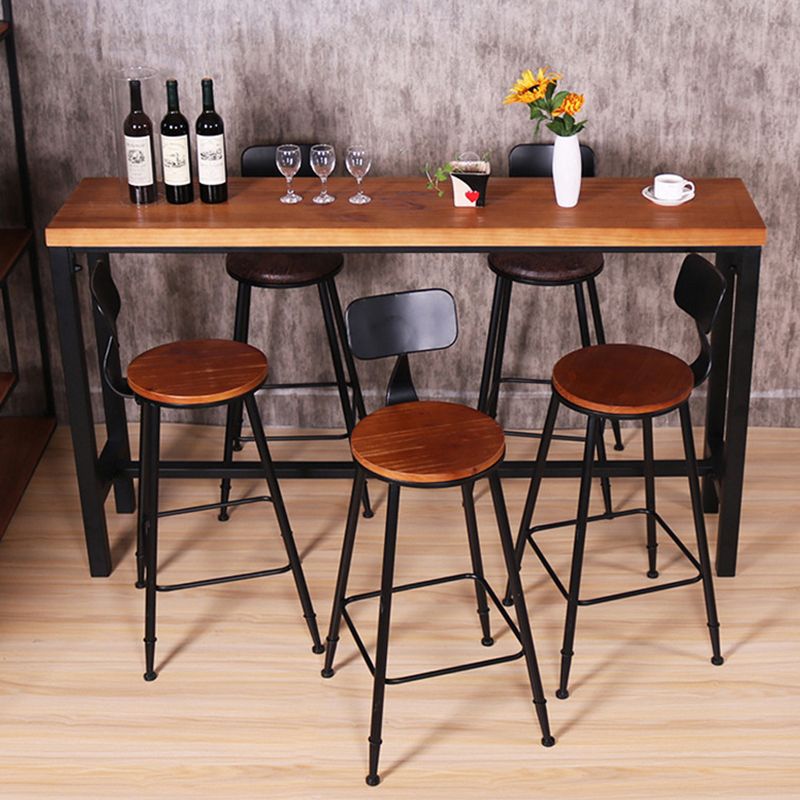 Industrial Rectangle Bar Table Pine Solid Wood Fixed Bar Dining Table