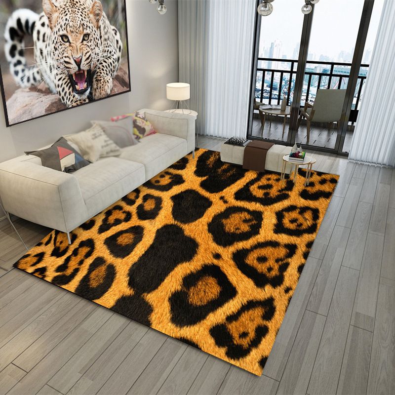 Orange Tone Home Decoration Carpet Bionic Animals Texture Printed Area Rug Polyester with Non-Slip Backing Rug