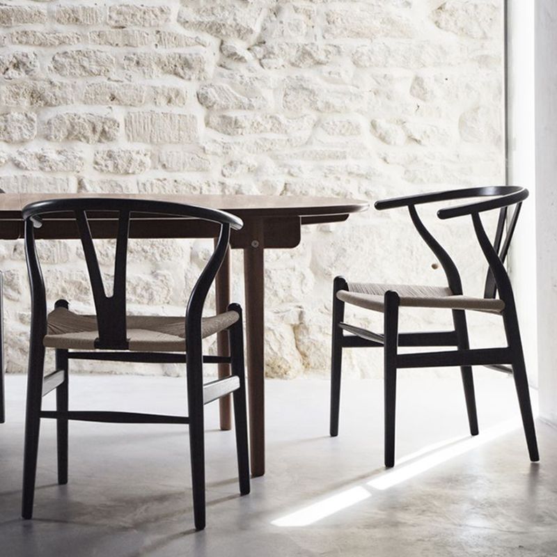 Solid Wood Frame Dining Arm Chair Modern Indoor Chair for Dining Room