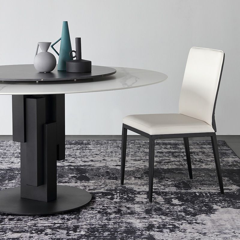 Modern Round Dinette Set 1/4/7 Pieces Sintered Stone Top Dining Table Set with Turntable